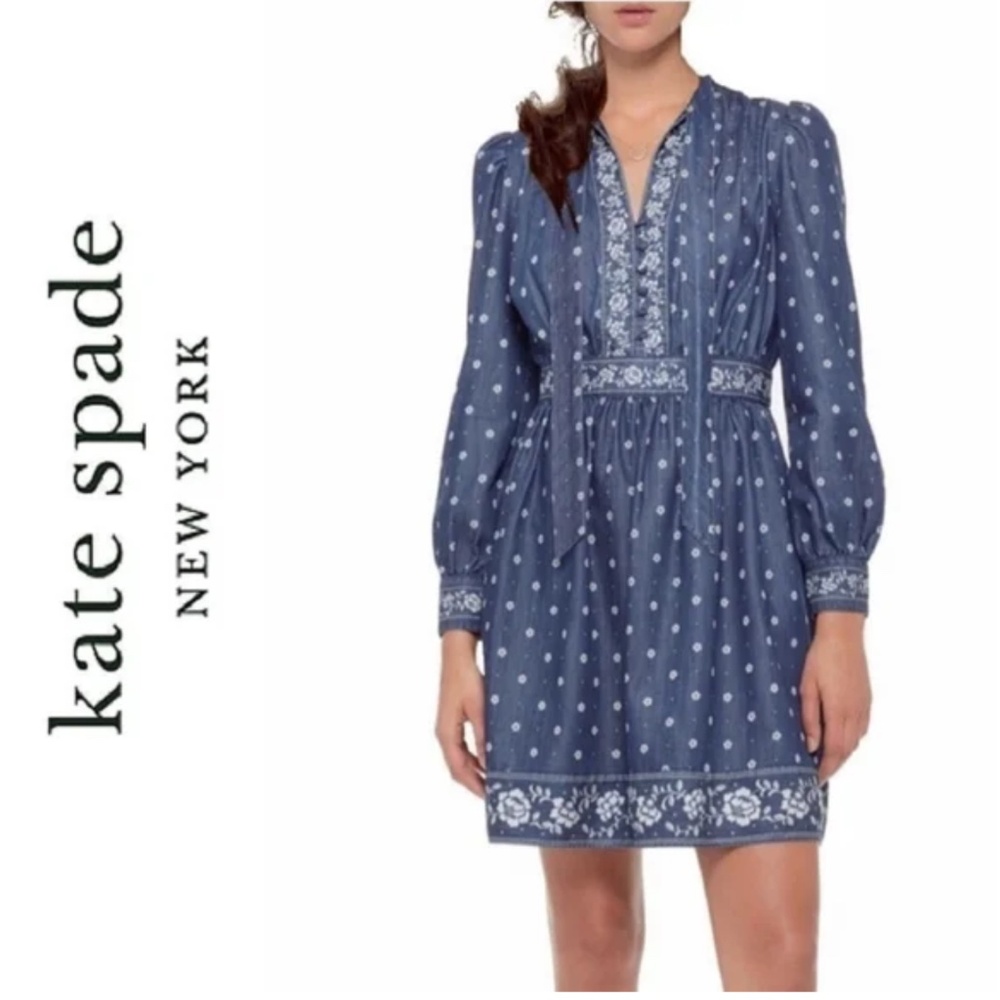 KATE SPADE NY, Floral denim dress